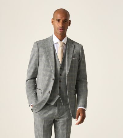 Dettori Tailored Suit Jacket Grey Check