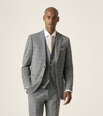 Dettori Tailored Suit Brown / Blue Check