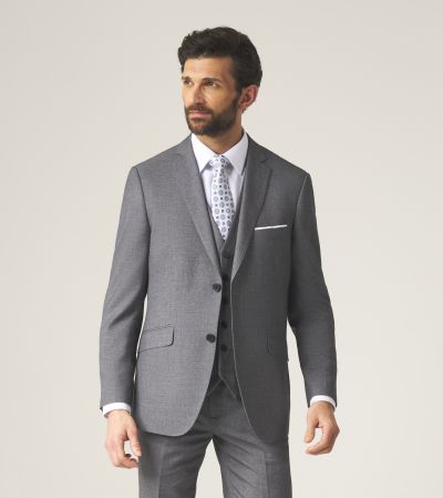 Harcourt Tailored Suit Silver Grey Tweed Effect