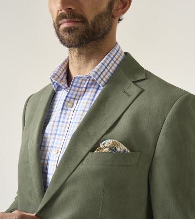 Padua Tailored Herringbone Jacket Herb Green