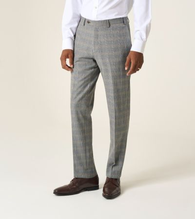 Dettori Suit Tapered Slim Trousers Grey Check