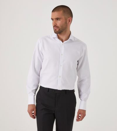 Premium Cotton Formal Shirt Tailored White Dobby