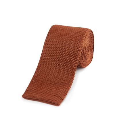 Rust Knitted Tie and Pocket Square