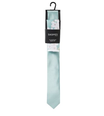 Mint Green Floral Tie and Pocket Square