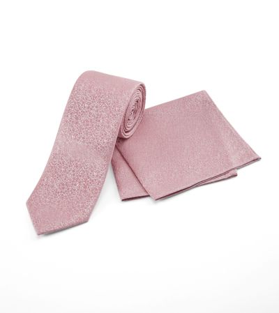 Pink Mosaic Poly Tie & Matching Pkt Sq Set