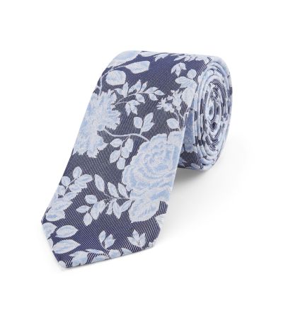 Blue Floral Silk Tie