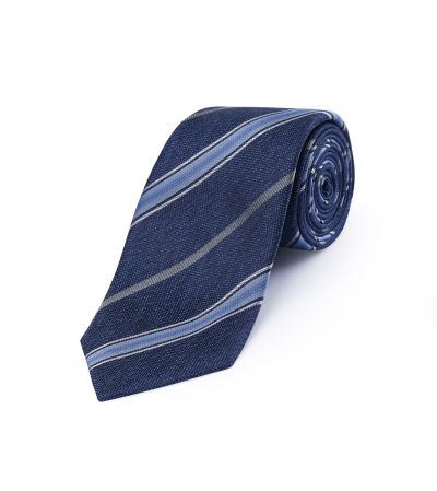 Navy Stripe Silk Tie