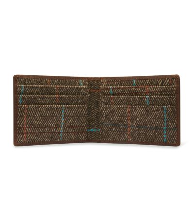 Tweed and Leather Card Holder Wallet Brown