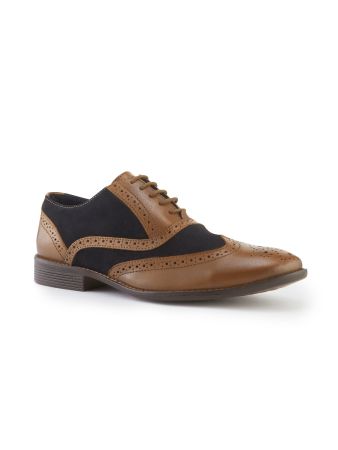 Tan / Navy Blue Brogue Shoe