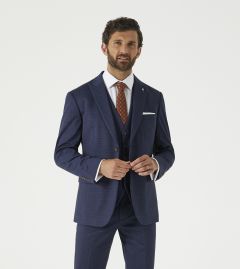 Fenton Ultimate Comfort Tailored Suit Navy Blue Square Check