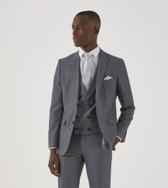 Harcourt Slim Suit Silver Grey Tweed Effect