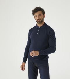 Brad Merino Blend Polo Shirt Navy Blue