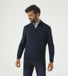 Miles Merino Blend Zip Sweater Navy