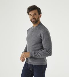 Brad Merino Blend Polo Shirt Grey