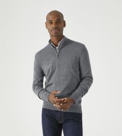 Miles Merino Blend 1/4 Zip Sweater Grey