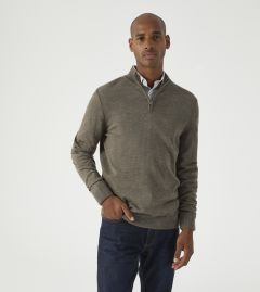 Miles Merino Blend 1/4 Zip Sweater Brown Mocha