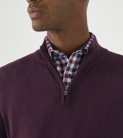 Miles Merino Blend 1/4 Zip Jumper Claret Red