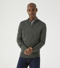 Miles Merino Blend 1/4 Zip Jumper Moss Green