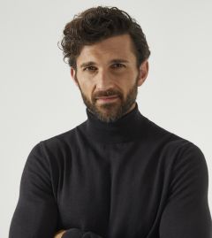 Russ Merino Blend Roll Neck Jumper Black