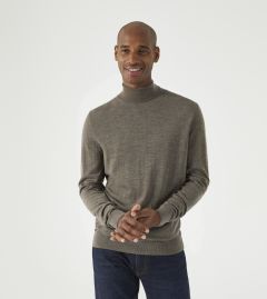 Russ Merino Blend Roll Neck Jumper Brown Mocha