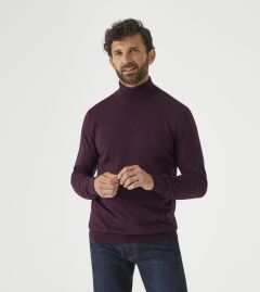 Russ Merino Blend Roll Neck Jumper Claret Red