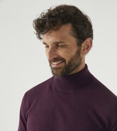 Russ Merino Blend Roll Neck Jumper Claret Red