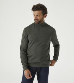 Russ Merino Blend Roll Neck Jumper Moss Green