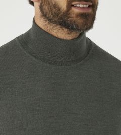 Russ Merino Blend Roll Neck Jumper Moss Green