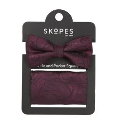 Bow Tie And Pocket Square Wine Paisley