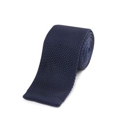 Navy Blue Knitted Tie and Pocket Square