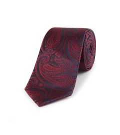 Red Paisley Print Tie