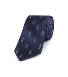 Navy Paisley Silk Tie