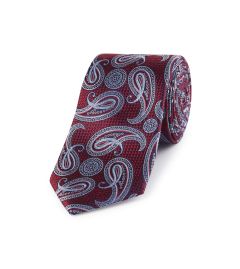 Red / Navy Large Paisley Silk Tie