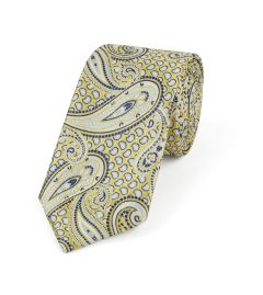 Yellow / Blue Large Paisley Print Tie