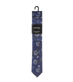 Blue Floral Silk Tie and Pocket Square