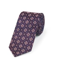 Red-Purple Geo Silk Tie and Pocket Square