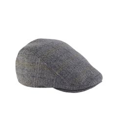 Quill Flat Cap Grey Herringbone Check