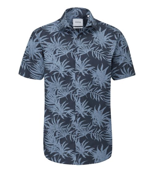 Blue Tropical Print Casual Shirt